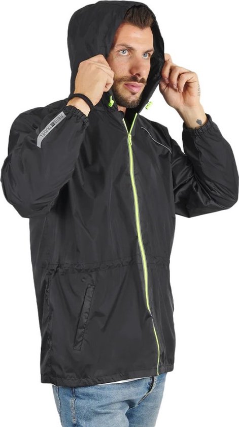 Coupe-vent imperméable Zwart avec bordure jaune fluo de Perletti M