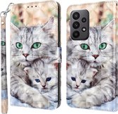 2 poesjes poezen en katten - 3D motief - agenda book case hoesje - Telefoonhoesje geschikt voor Samsung Galaxy A25 5G