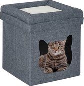 Kattenhuisje, warm en gezellig pluche katteniglo, wasbaar hondenbed met afneembaar kussen, slaapverbetering, opvouwbaar kattenhuis