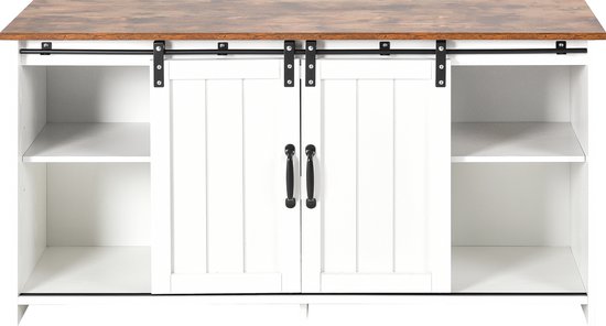 Merax TV-meubel - Dressoir - Keukenkast - Opbergkast - Kast met 2 Schuifdeuren - Verstelbare Planken - Industrieel Design - Vintage Bruin