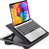 Laptopstandaard met Kussenondersteuning - Ergonomisch Ontwerp voor Comfortabel Werken - Verstelbare Hoogte en Hoek - Draagbaar en Lichtgewicht - Zwart
