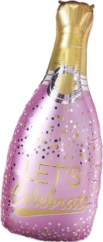 Folie Ballon Fles LET^S CELEBRATE ( Roze 98 x 48 cm )