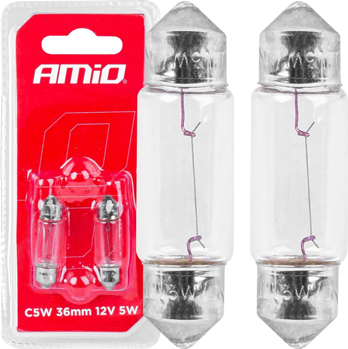 AMiO C5W Wit Halogeen Verlichting 8,5-8 36mm (set) [Kentekenverlichting - Interieurverlichting]