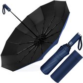 Paraplu stormbestendig zakparaplu automatisch open en dicht voor mannen en vrouwen, compact, 12 botparaplu's groot, diameter 105 cm