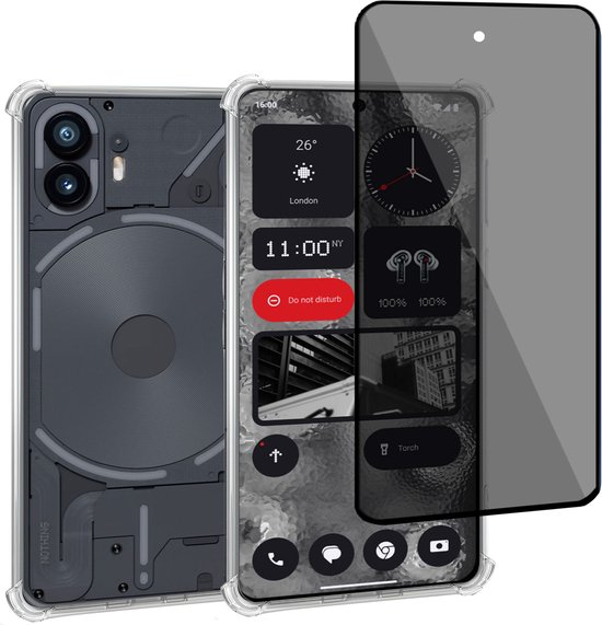 Convient pour Nothing Phone 2 - Coque + Protecteur d'écran de confidentialité - Privé - Couvercle en Glas trempé