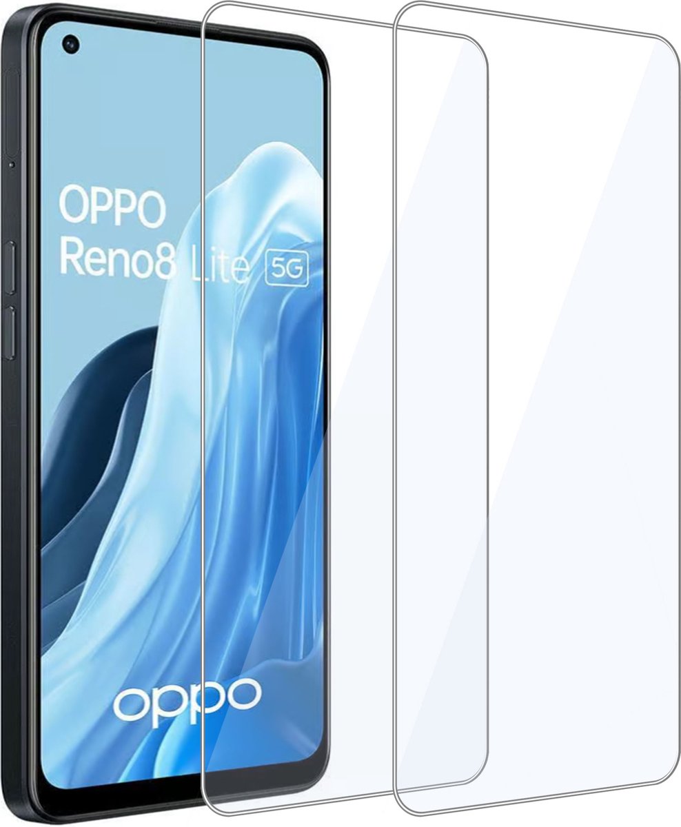 Geschikt voor OPPO Reno 8 Lite - Hoesje + 2x Screenprotector – Gehard Glas Cover + Shock Proof Case – Transparant