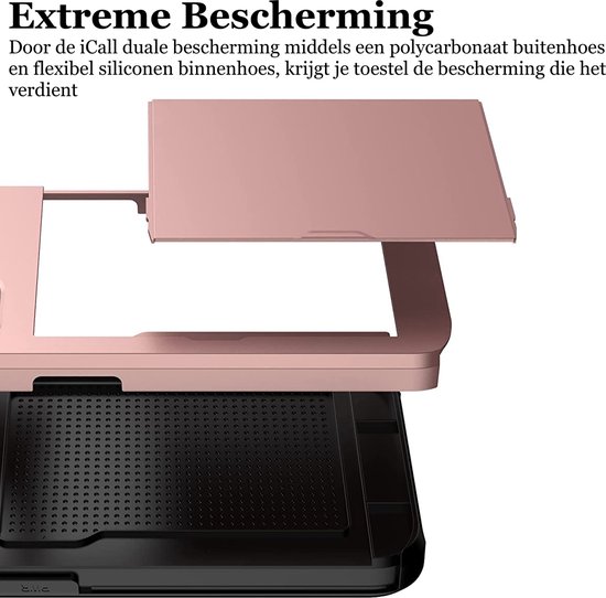 Coque avec porte-cartes pour iPhone 15 Pro Max - Protecteur d'écran GlassGuard - Back Cover SlideCase Or Rose & Protecteur d'écran