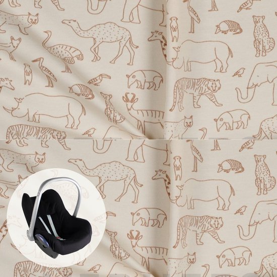 Maxi Cosi hoes Pebble Cabriofix Citi - Autostoelhoes Groep 0 - Zacht Katoen - Met Waterdichte Voering ter Bescherming van je Autostoel - Perfecte Pasvorm - Combineer met de Bijpassende Ukje Zonnekap Voetenzak en Gordelbeschermer - Safari van Ukje — afbeelding 4