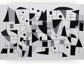 Zwart wit abstract - Abstract schilderijen - Wanddecoratie zwart wit - Woonkamer decoratie industrieel - Canvas schilderijen - Slaapkamer accessoires - 90 x 60 cm 18mm