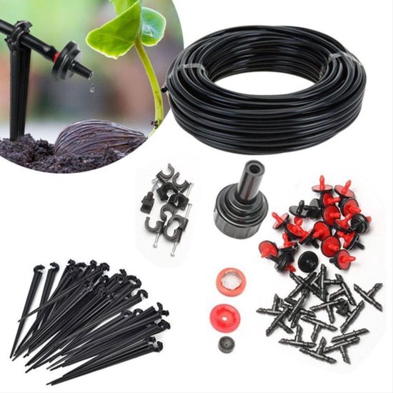 Foto: Watermil drip systeem druppelslang druppelbuis zwarte druppelleiding voor besproeien van bloemperken en plantrijen waterbesparing 16mm 1 6 lph druppelafstand 33 cm 100m accessoire