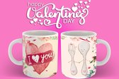 Mok Fork-spoon Happy valentines day - Vork en lepel Valentijnsdag