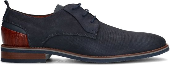 Van Lier - Heren - Blauwe leren veterschoenen - Maat 45