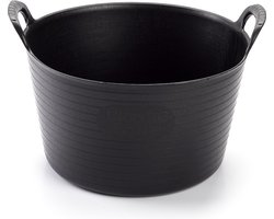 Plasticforte flexibele emmer/kuip - zwart - kunststof - rond - 56 liter - 60 x 53 x 38 cm - wasmanden - tuinafval - speelgoed