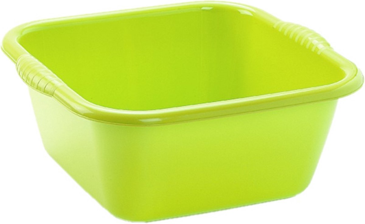 Plasticforte teiltje/afwasbak - 2x - vierkant - kunststof - 10 liter - 36 x 34 x 15 cm - Groen