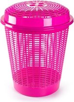Ronde wasmanden/opberg mand met deksel 50 liter in het roze - Opbergmanden - kunststof wasmanden