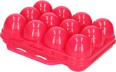 Plasticforte Eierdoos - koelkast organizer eierhouder - 12 eieren - roze - kunststof - 20 x 18,5 cm