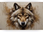 Wolf - Dieren schilderijen canvas - Schilderij op canvas woonkamer - Muurdecoratie kinderkamer - Canvas schilderijen - Decoratie slaapkamer - 90 x 60 cm 18mm