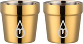 Dubbelwandige Koffiebeker - 2 STUKS - Motivai® - Goud - 175 ML - Kantoor beker - Herbruikbare koffiebekers - Dikwandige Drinkbeker - Theekopje - Koffiekopje - Feestje of Kamperen - Onbreekbaar & Herbruikbaar - Vaatwasmachinebestendig