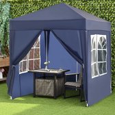 Tente pop-up Pavillon 2x2m | 4 parois latérales avec fenêtre et porte | Tente pliante pour Jardin et Fête | Y compris les piquets et les haubans