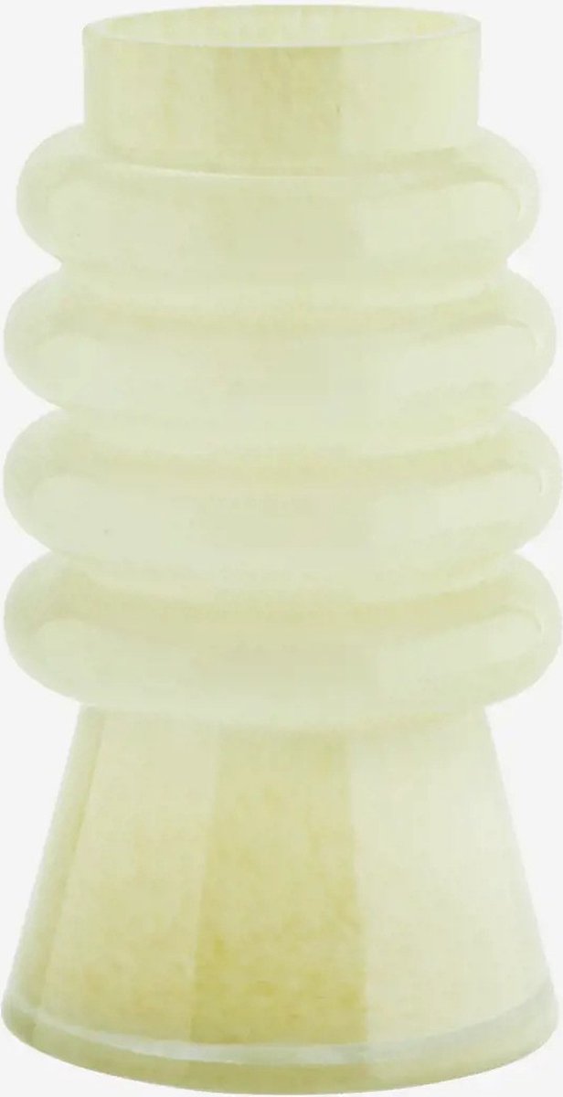 Madam Stoltz - Glazen vaas - Lichtgeel - Ringen - Honing