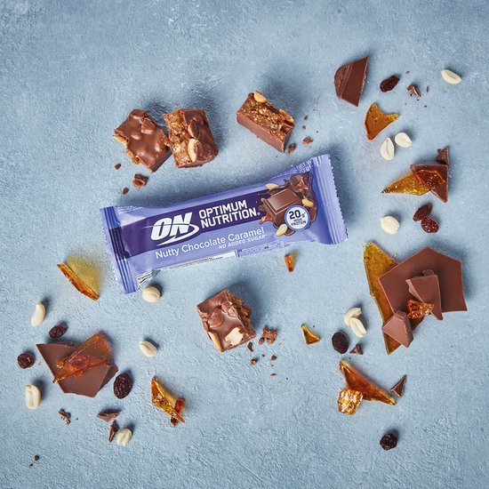 Optimum Nutrition Protein Bars - Nutty Chocolate Caramel Proteine Repen - Vegetarisch - 10 Eiwitrepen (550 gram) van Merkloos — afbeelding 4