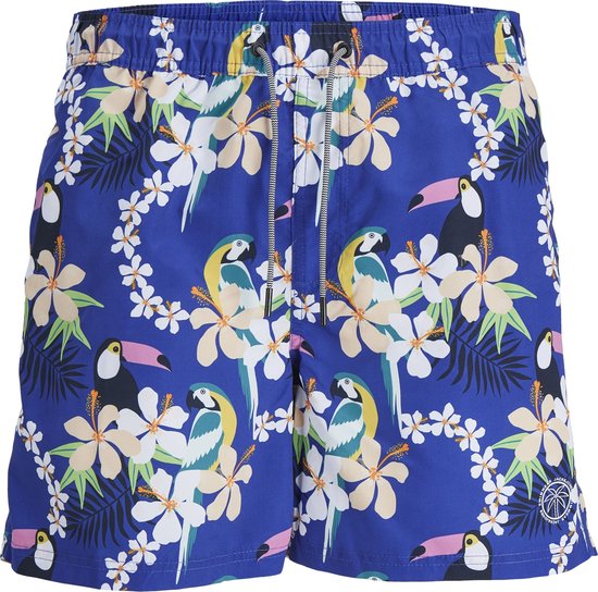 Jack & Jones Shorts de bain Homme JPSTFIJI AOP Blauw Tropical Paradise Print - Taille XXL