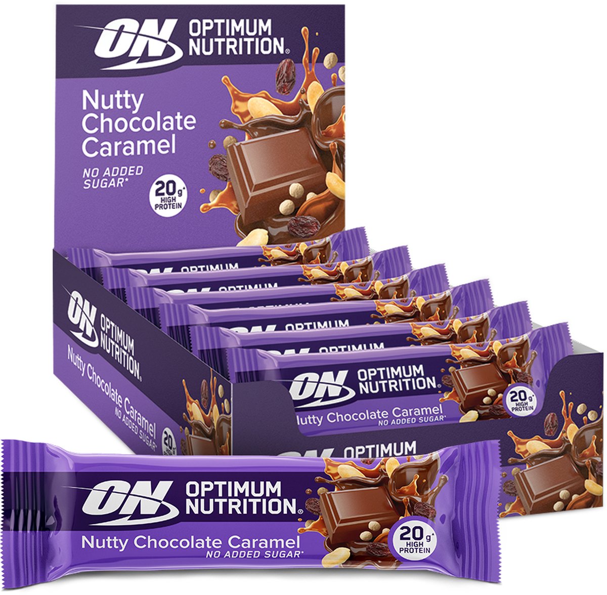 Goedkoopste Optimum Nutrition Protein Bars - Nutty Chocolate Caramel Proteine Repen - Vegetarisch - 10 Eiwitrepen (550 gram