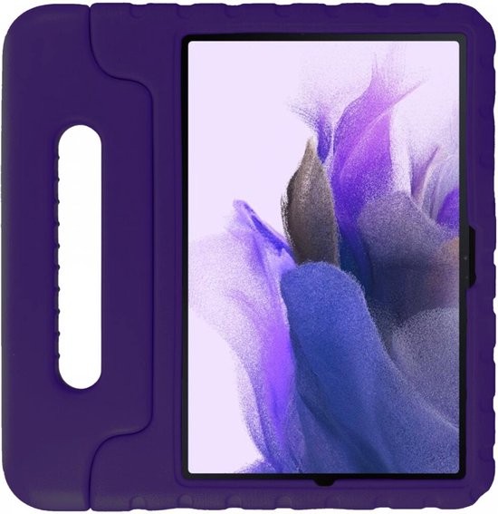 HappyCase Kinder Tablethoes Geschikt voor Samsung Galaxy Tab S7 FE/S7 Plus | Kindvriendelijke Hoes | Beschemhoes | Kinderhoes | met Handvat en Standaard | Paars