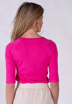 Dames trui pink viscose ronde hals 1/2 mouw - MOSCOW.