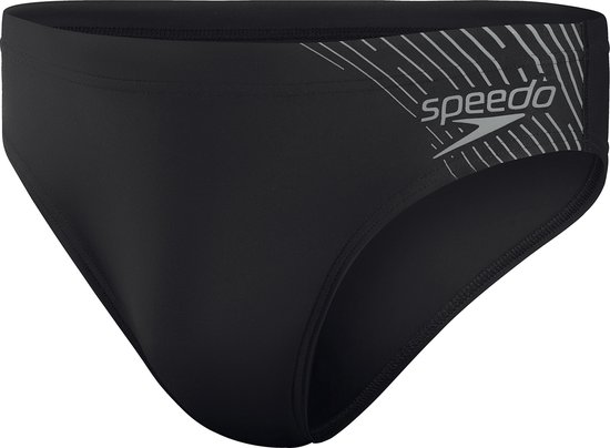 Foto: Speedo medley logo 7cm brief heren sportzwembroek zwart grijs
