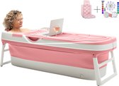 HelloBath® Opvouwbaar bad - Zitbad - Inklapbaar - Bath Bucket - 157 CM LANG - Incl. Zitkussen, Afvoerslang tot 3 meter en Badlamp - Model: Goliath XXL Roze