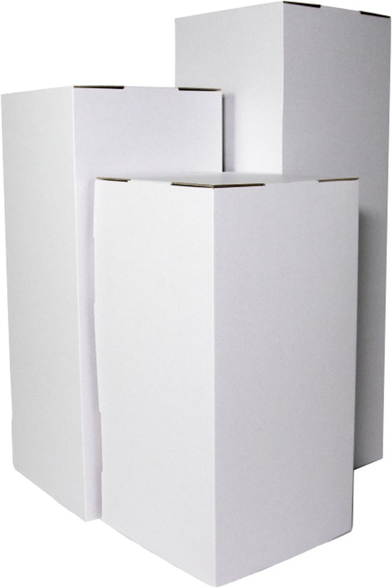 Witte Kartonnen Sokkel - 30x30cm - 60cm hoog - Duurzaam Karton - KarTent