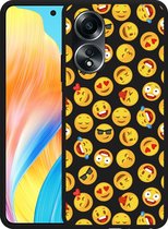 Cazy Hoesje Zwart geschikt voor Oppo A58 4G Emoji