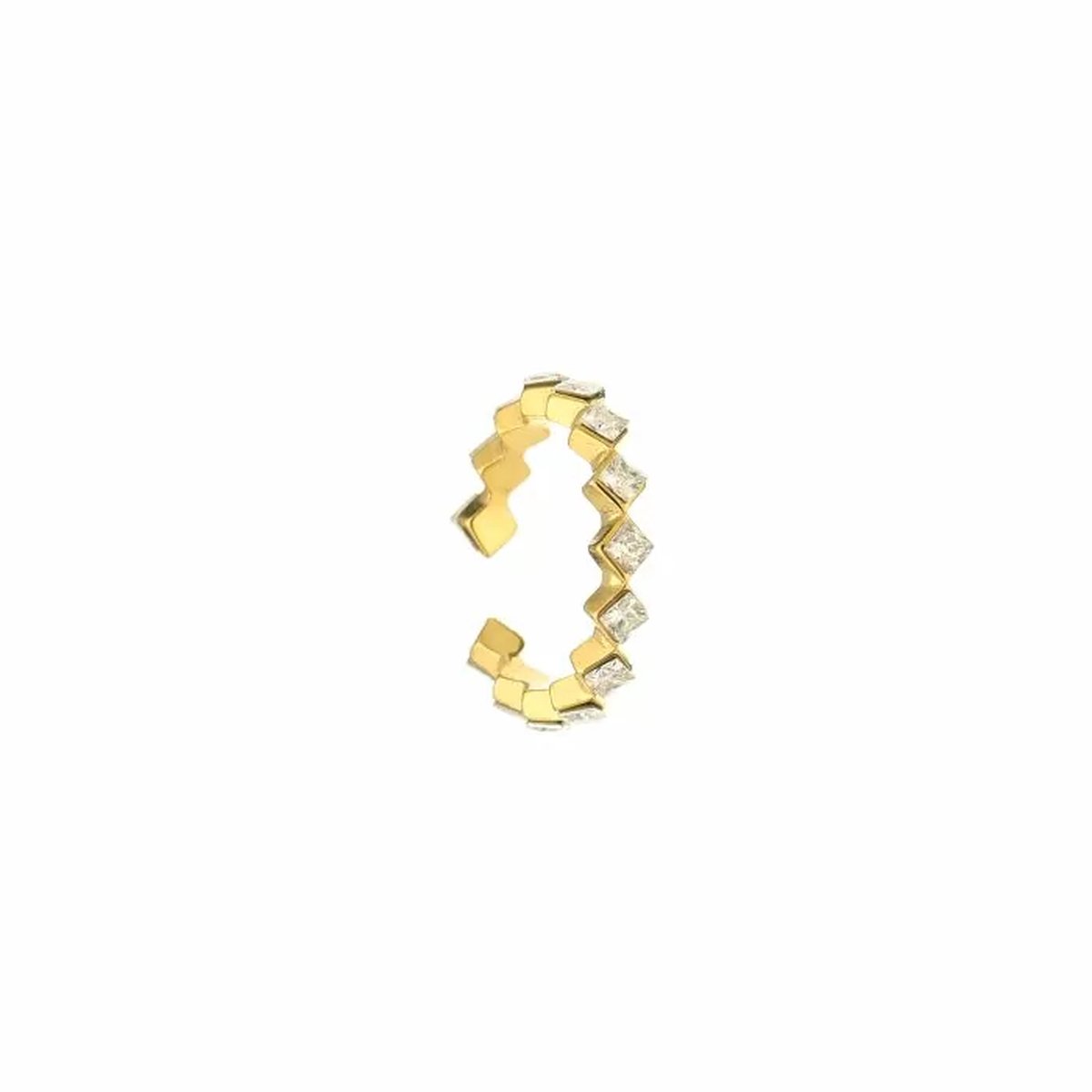 Stainless steel dames ring met diamantjes - Yehwang - Ring dames - One size ring - Gouden ring dames - Goud - Stainless steel ring dames (verkleurt niet!) - Kerst sieraden - Kerst ring - Sinterklaas - Cadeau - Valentijn - Moederdag