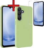 Hoesje Geschikt voor Samsung A25 Hoesje Siliconen Case Hoes Met Screenprotector - Hoes Geschikt voor Samsung Galaxy A25 Hoes Cover Case - Groen
