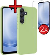 Hoesje Geschikt voor Samsung A25 Hoesje Siliconen Case Hoes Met 2x Screenprotector - Hoes Geschikt voor Samsung Galaxy A25 Hoes Cover Case - Groen