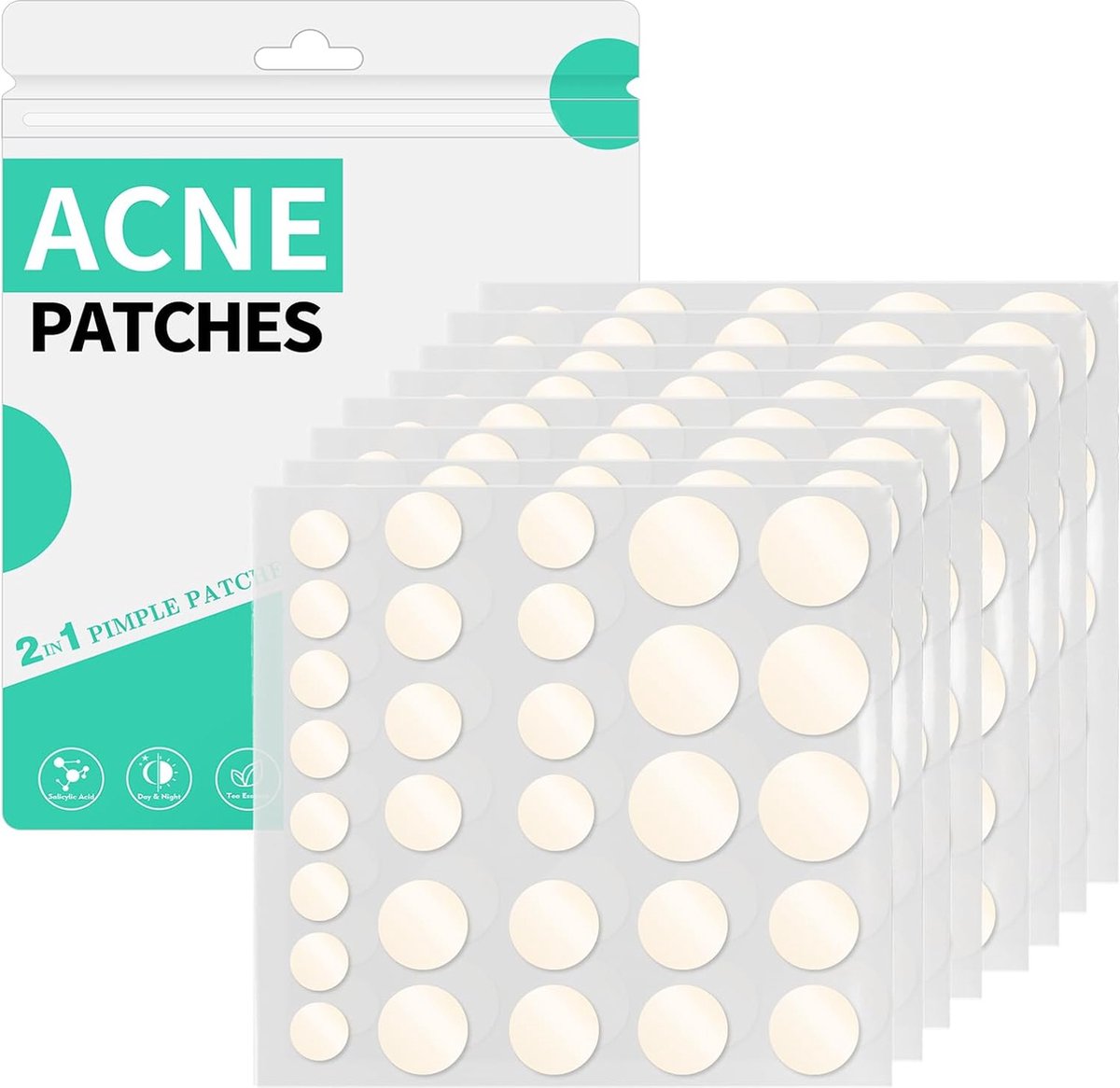 264 stuks puistjespatches hydrocolloïde pleisters puistjes salicylzuur dag en nacht gebruik 2-in-1 pimple-patches onzichtbare acne-patches waterdicht ademend acnepatch anti-puistjes