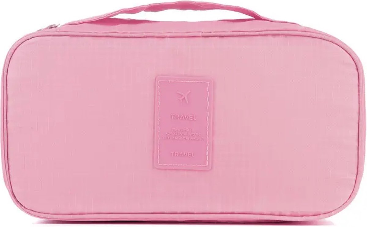 Without Lemon - Lingerie/Ondergoed/Sokken Organizer - Reis Tas - Cosmetica Tas - Toilettas - Handig voor op reis - 26x13x12CM - Roze
