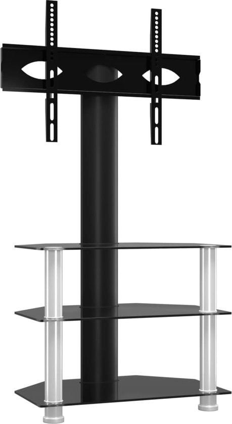 vidaXL - Tv-standaard - hoek - 3-laags - voor - 32-70 - inch - zwart - en - zilverkleur