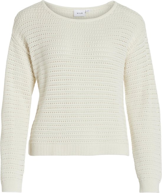 Vila Sweater Vibellisina Boatneck L/s Knit Top - 14089578 Egret Taille Femme - S