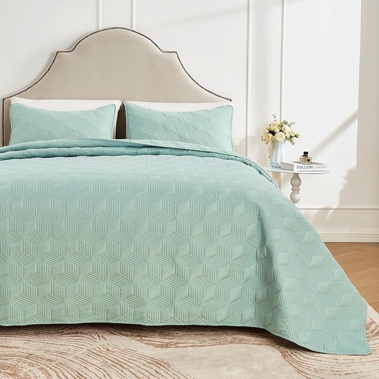 douceur d'intérieur, Gewatteerde sprei (220 x 240 cm) Romane Antraciet, Effen Microvezel
