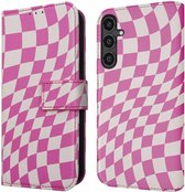 iMoshion Hoesje Geschikt voor Samsung Galaxy S23 FE Hoesje Met Pasjeshouder - iMoshion Design Bookcase smartphone - Roze / Retro Pink
