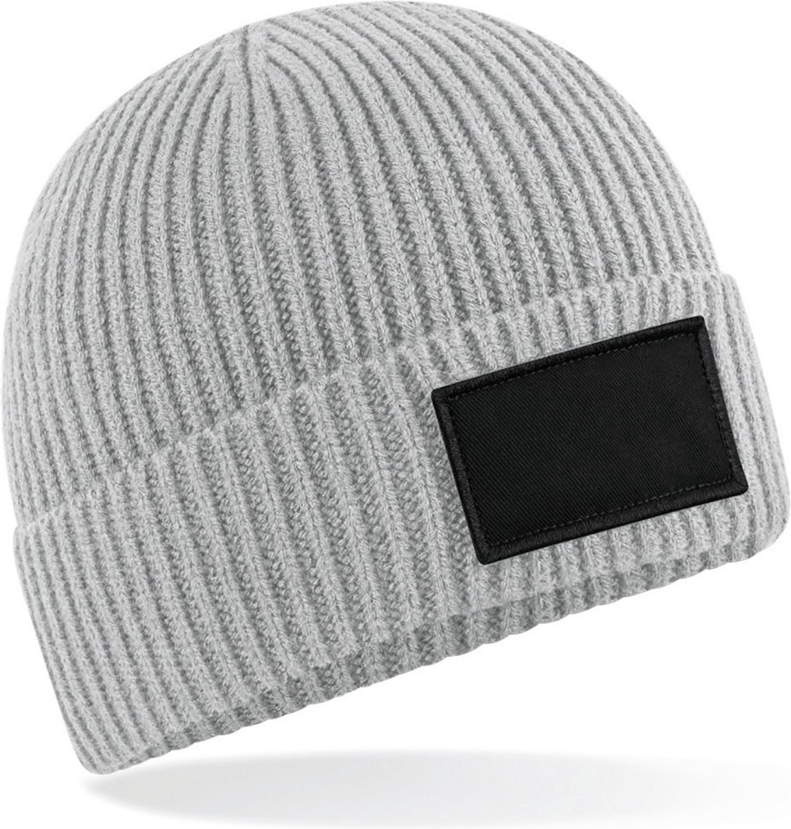 Beechfield Trendy muts met patch B442R - Light Grey / Black - One size