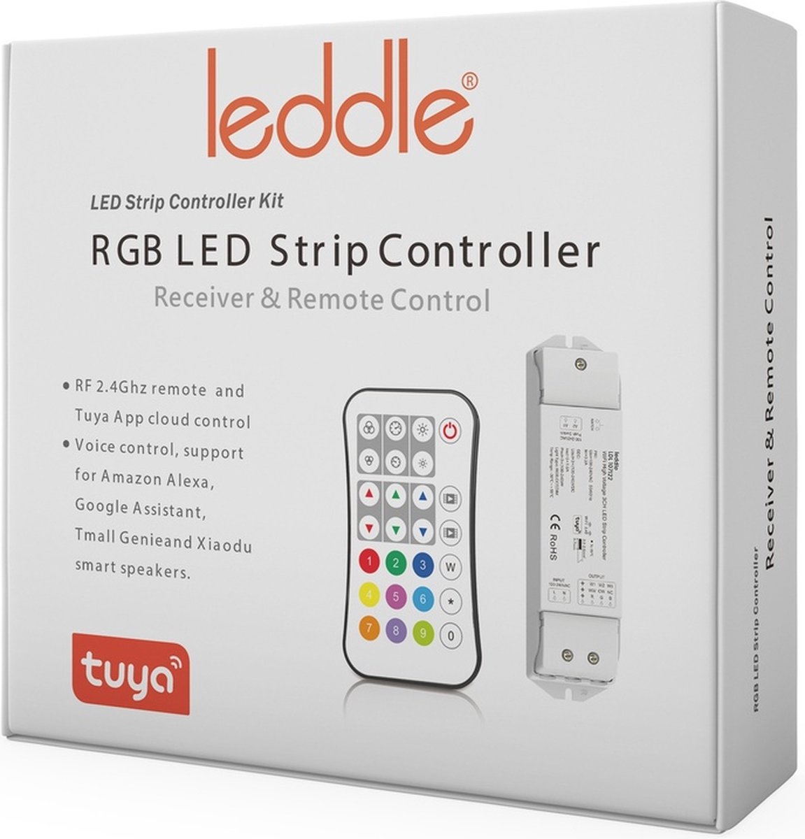 LEDDLE -RGB LED Strip Afstandsbediening Set - Smart RGB Controller - 3x(100-240w)- RGB - Dimbaar - 230V -cloud controle van de tuya-app stembediening ondersteuning voor Amazon Alexa ,Google Asistant ,tmall Genienad Xiaodu