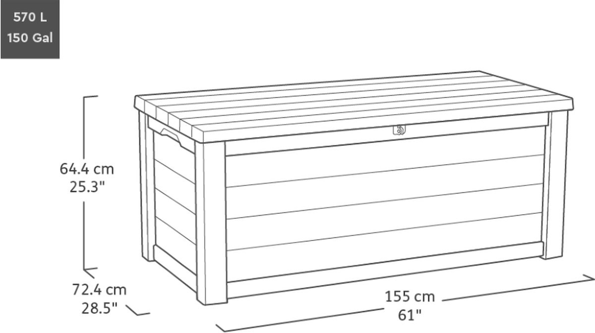 Keter Eastwood Opbergbox - 570L - 155x72,4x64,4cm - Antraciet
