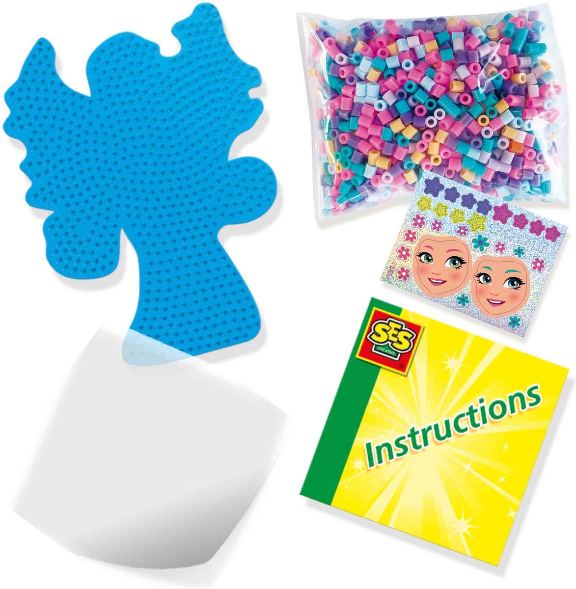 SES Creative - Beedz - Elfjes - 1200 Strijkkralen met Grondplaten en Glitter Stickers - Vanaf 5 Jaar — afbeelding 5