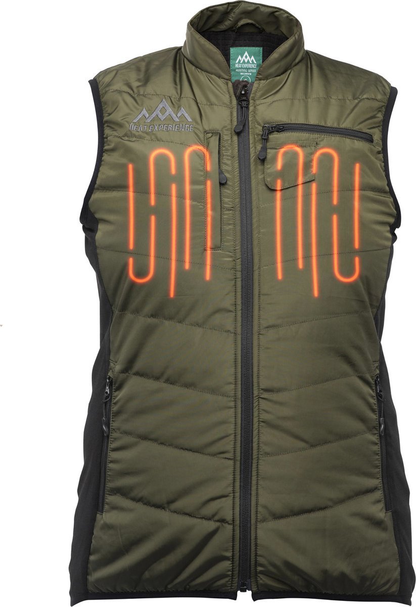 Heat Experience Women`s Heated Hunting Vest XL - Verwarmd vest - Verwarmde kleding - Groen