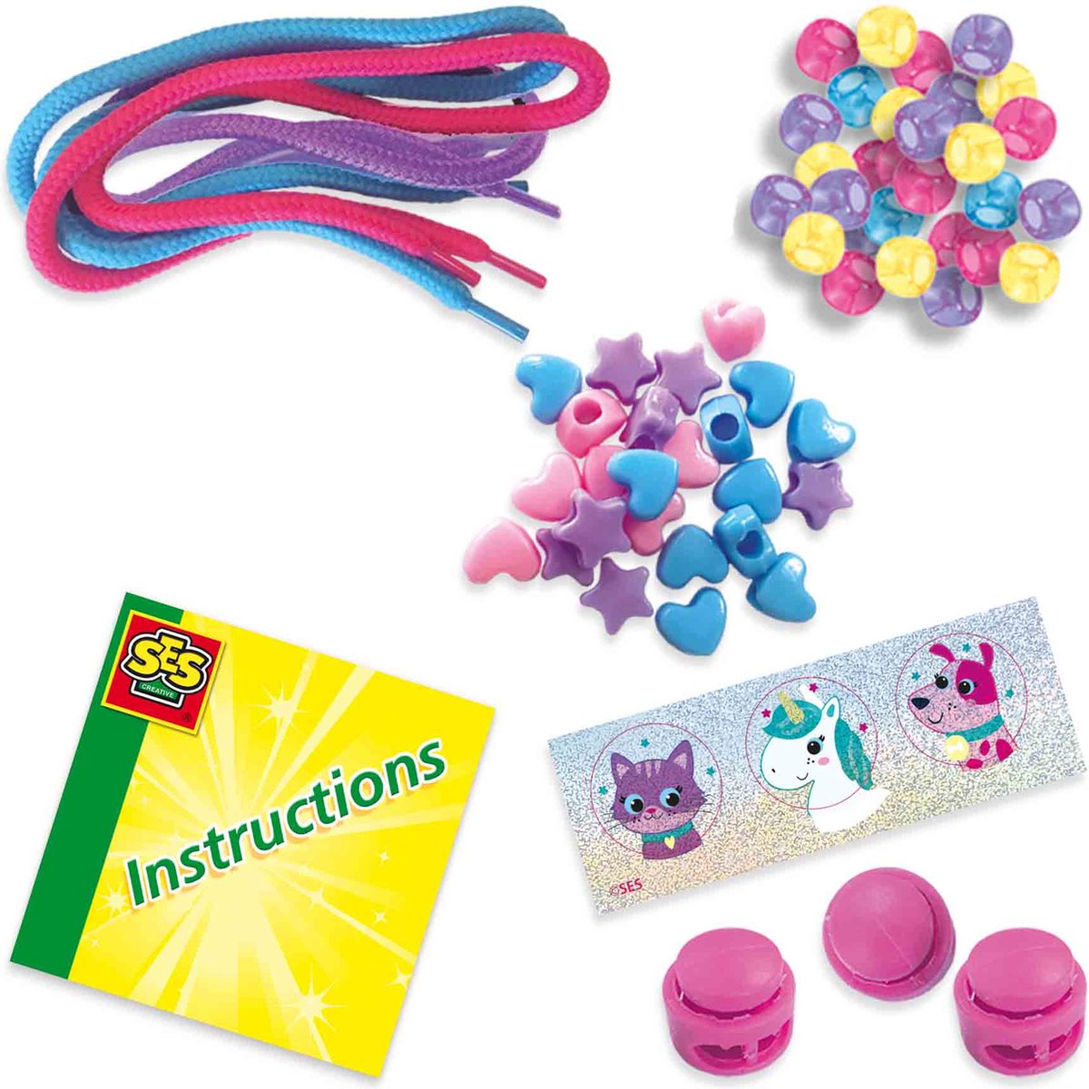 SES Creative - Kralen Armbanden - maak je eigen armbanden met kralen - 3 verstelbare armbandjes - creatief speelgoed voor meisjes vanaf 3 jaar — afbeelding 2