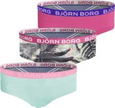 Björn Borg - Meisjes - Palm Leaf Hipster 3-Pack - Groen/Multicolour/Roze - Maat 122-128