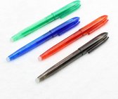 4 x Uitgumbare pen - Blauw + Zwart + Rood + Groen - Uitwisbare pen - 0.7 mm - Balpen